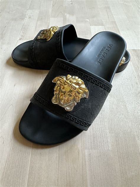 versace slides gold medusa|Versace baroque medusa slide.